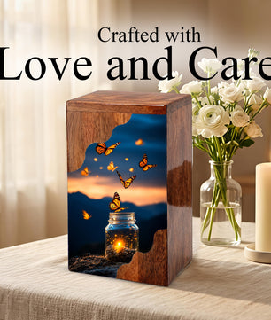 Butterfly Wooden Cremation Urn – Wooden Urn for Human Ashes |