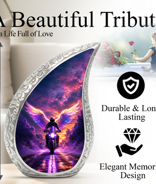 Motorcycle Wing Urn for Dad Ashes | Angel Wings Motorcycle Cremation Urn for Men