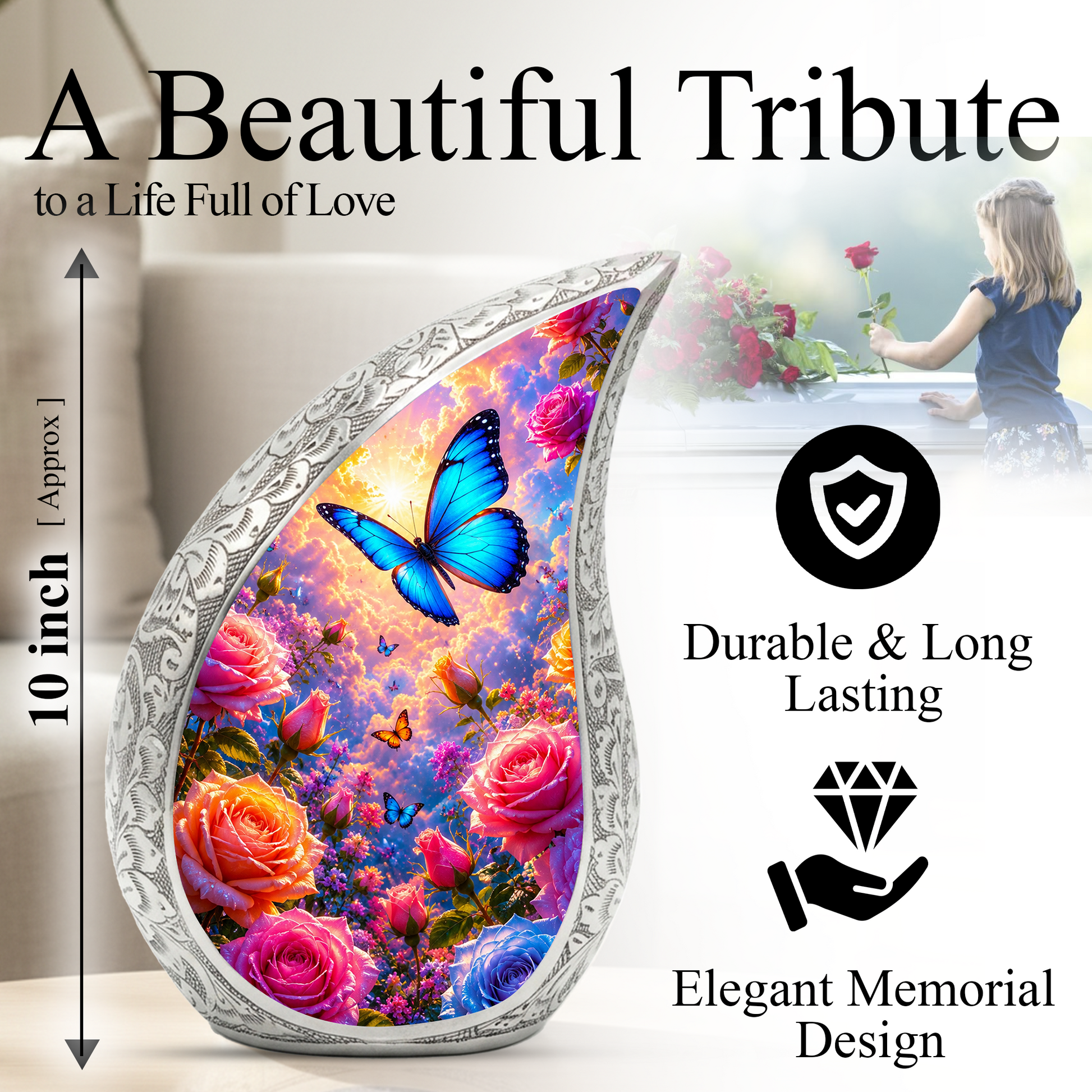Butterfly Urn for Mom | Beautiful Butterfly Urn for Human Ashes