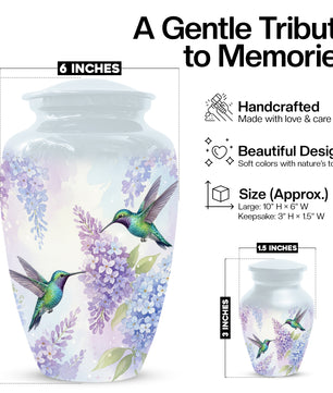 Hummingbird Floral Adult Urn for Human Ashes | Personalized Adult Cremation Urn