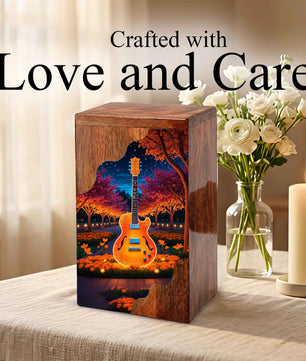 Guitar Wooden Cremation Urn – Custom Music Memorial Urn | Wooden Urn for Human Ashes
