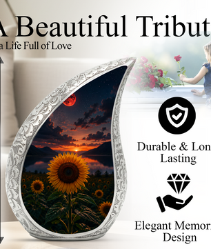 Sunflower Urn for Human Ashes | Beautiful Floral Cremation Urn for Mom & Women