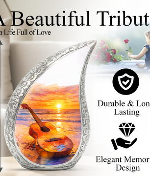 Beach Guitar Memorial Urn for Mom Dad, Funeral Urn for Human Ashes