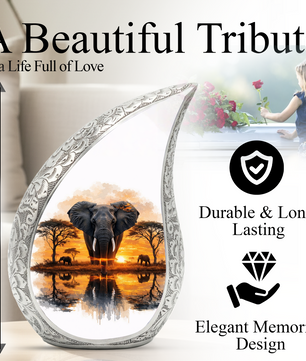 Personalized Urn for Dad, Elephant Memorial Adult Cremation Urn