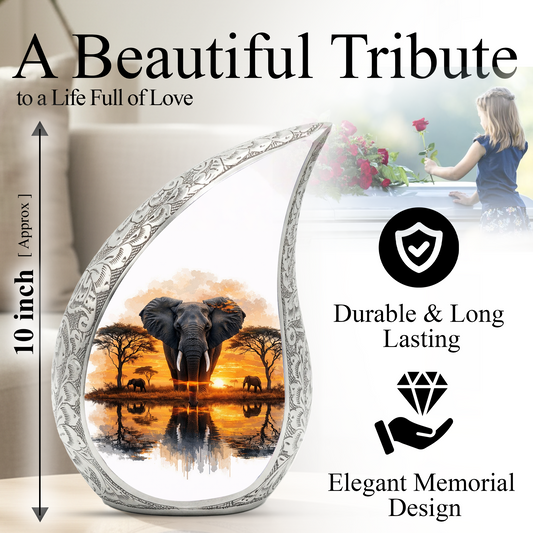Personalized Urn for Dad, Elephant Memorial Adult Cremation Urn