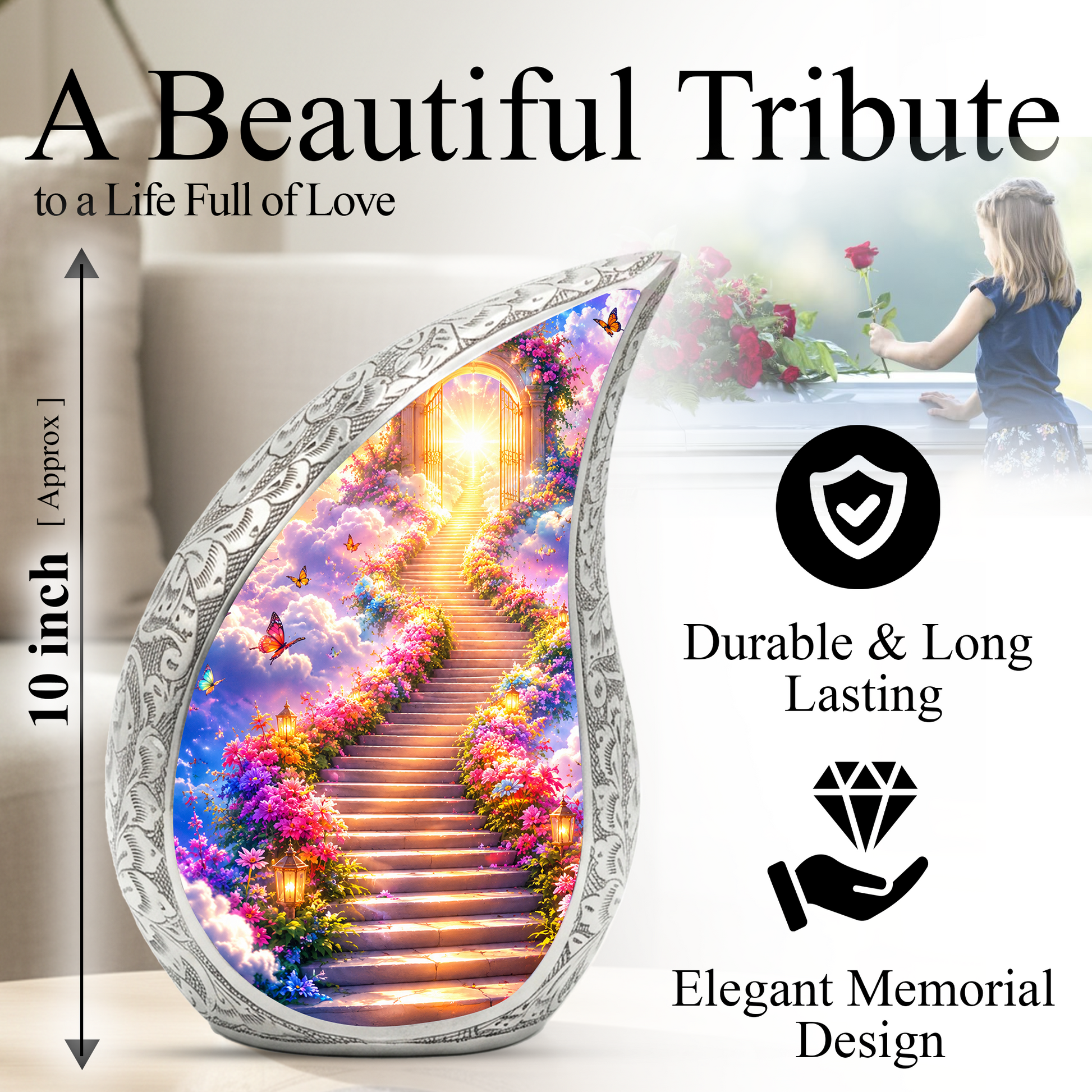 Heaven Gate Adult Urn for Ashes – Personalized Adult Cremation Urn | Memorial Urn & Funeral Urn for Adult Ashes