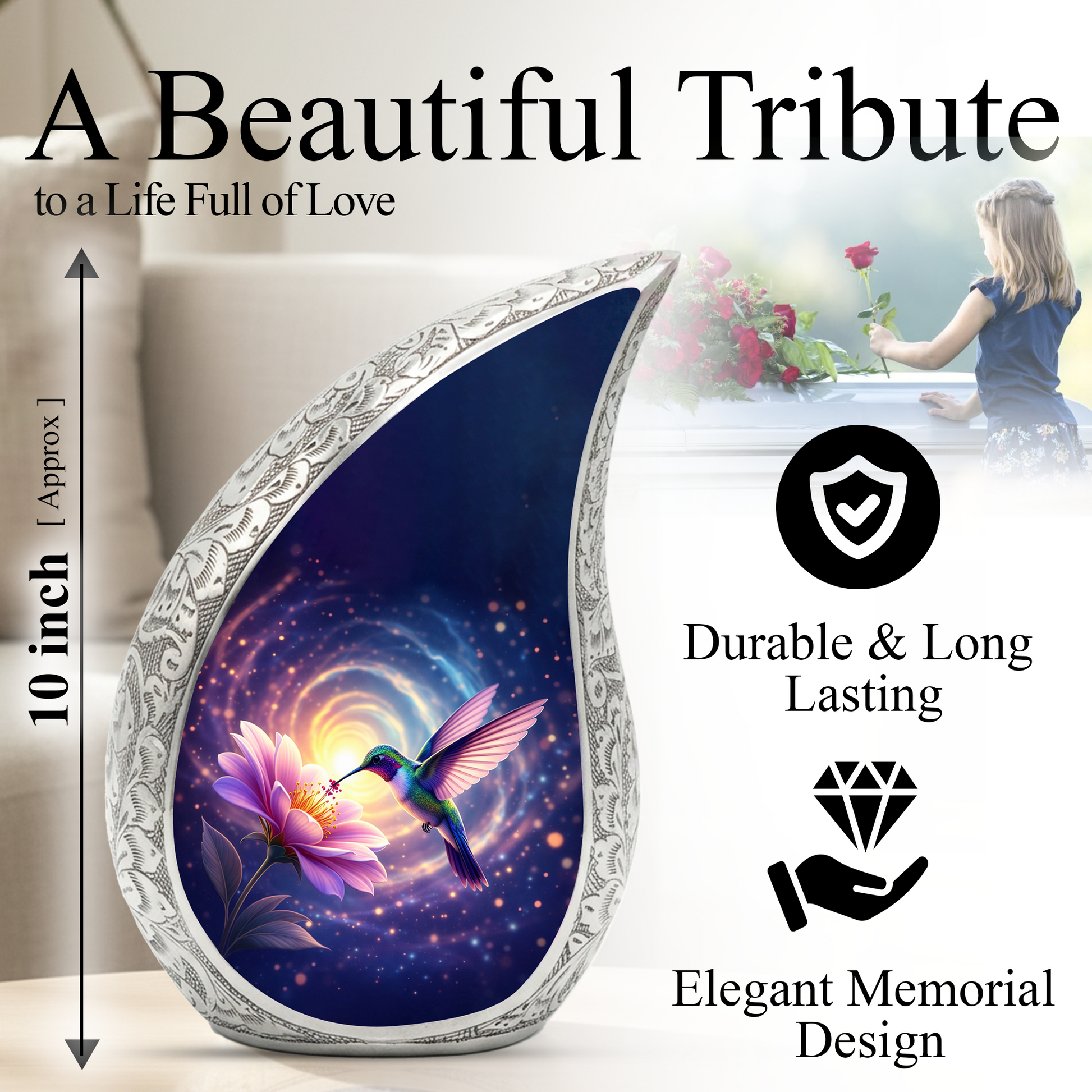 Hummingbird Adult Urn for Human Ashes – Premium Hummingbird Cremation Urn