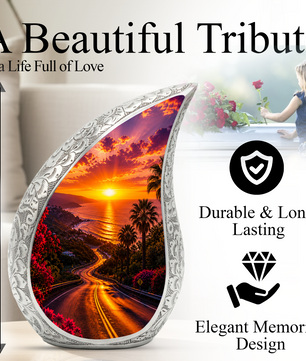 Beach Sunset Urn for Human Ashes | Ocean Coastal Adult Cremation Urn