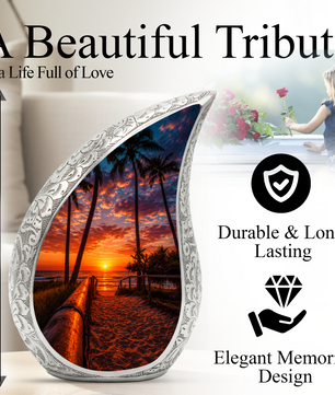 Ocean Beach Sunset Urn for Human Ashes | Beach-Themed Adult Cremation Urn