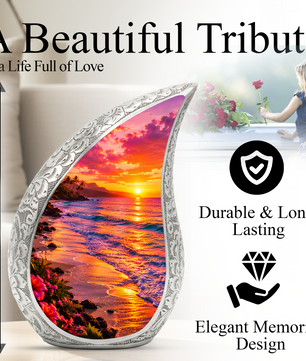 Beach Fishing Urn for Human Ashes – Ocean Sunset Cremation Urn, Adult Urn for Dad, Father & Men