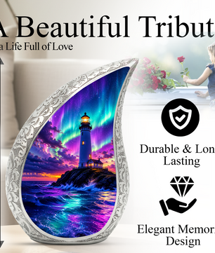 Ocean Lighthouse Cremation Urn for Adult Ashes | Lighthouse Ocean Wave Urn for Human Ashes, Mom & Women