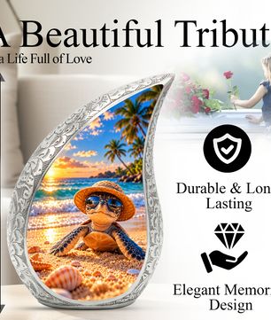 Turtle Cremation Urn for Ashes, Sea Turtle Memorial Urn, Beach Adult Urn