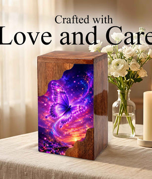 Butterfly Urn, Wooden Cremation Urn for Human Ashes