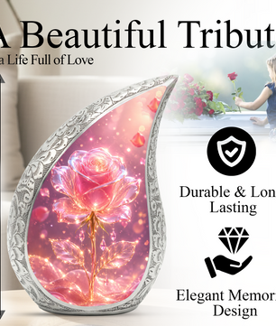 Pink Rose Urn for Mom | Beautiful Urns for Women | Cremation Urn for Mom