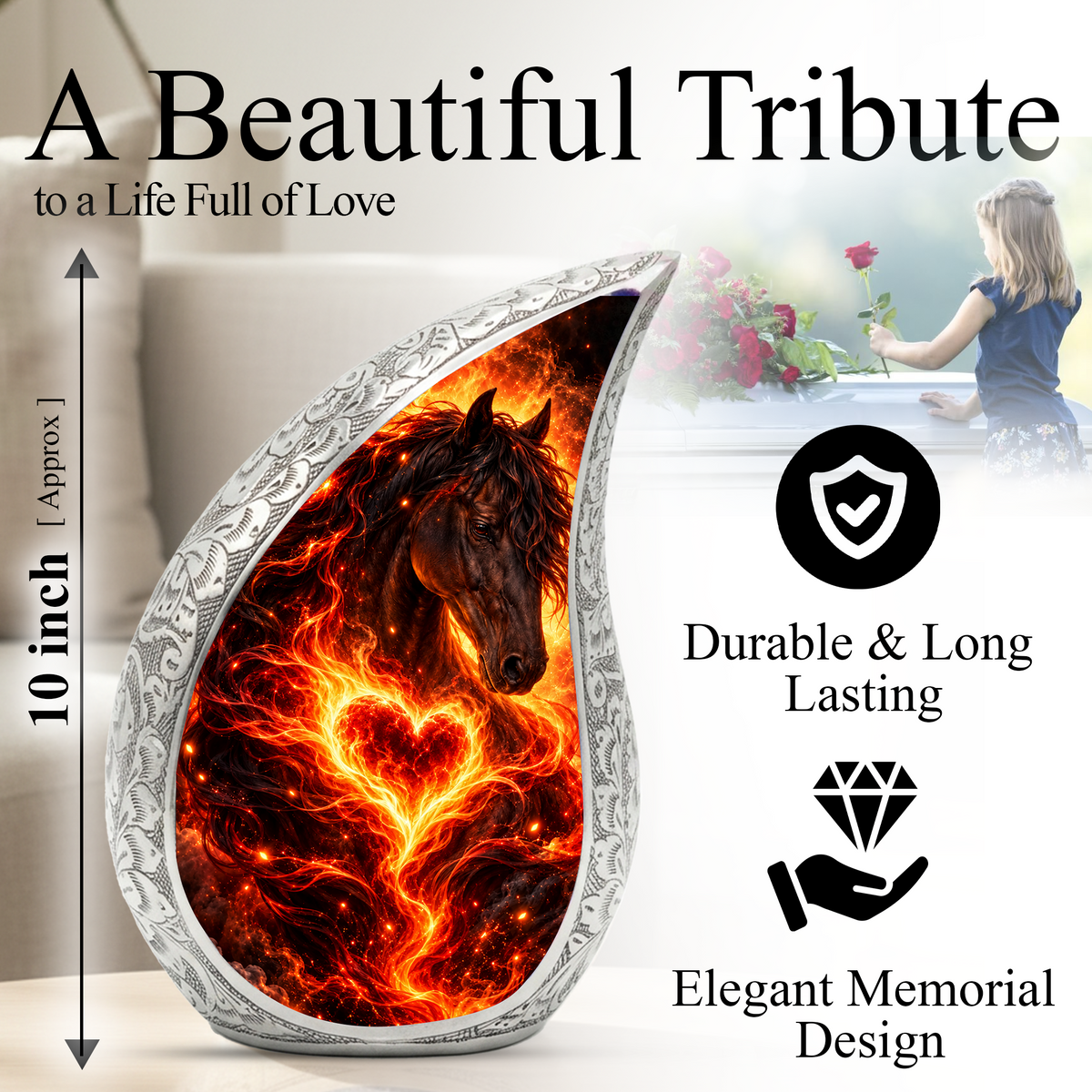 Horse Cremation Urn for Ashes, Horse Memorial Urn, Equestrian Urn, Horse Lover Adult Urn