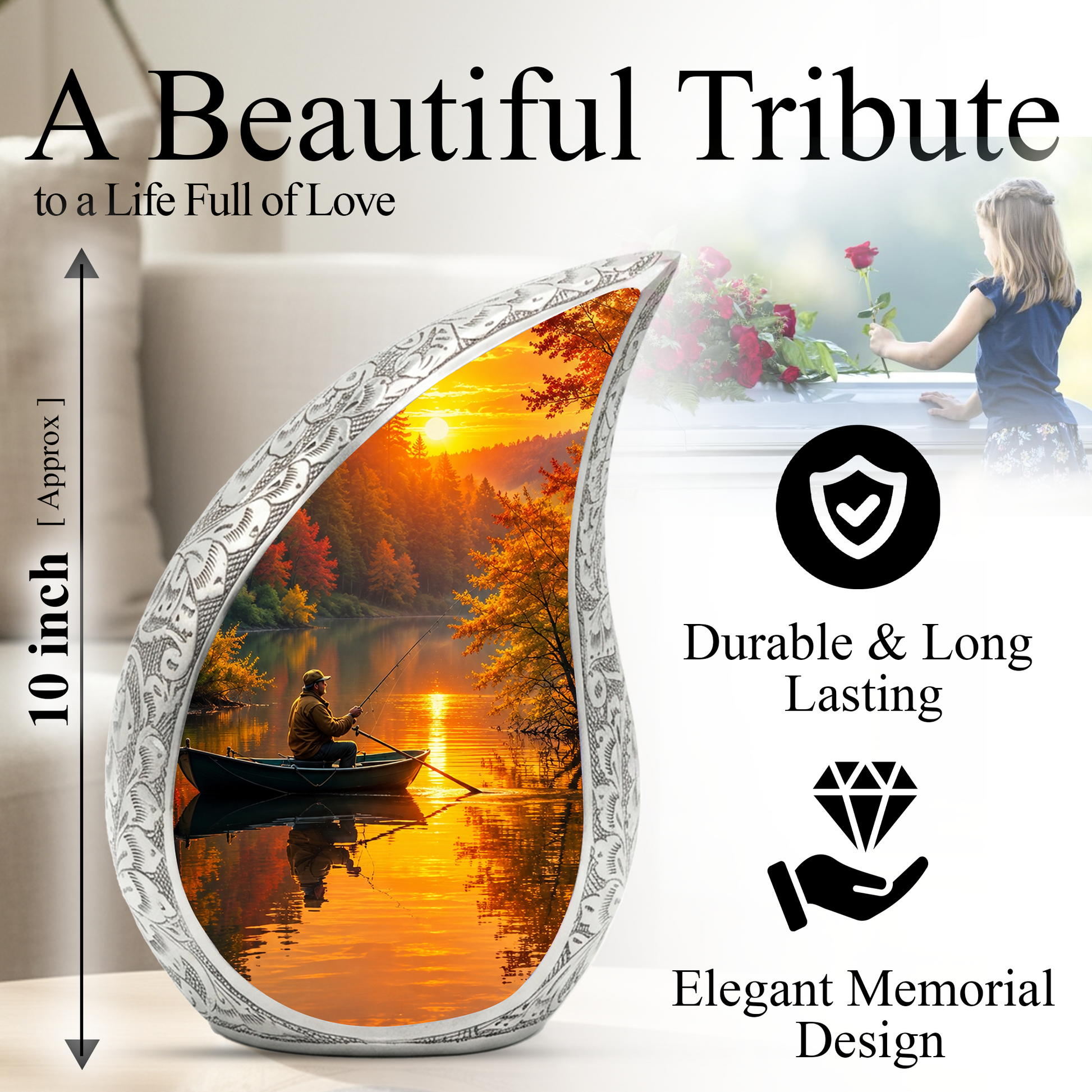 Fishing Urn for Human Ashes | Adult Cremation Urn for Dad, Mom & Loved Ones