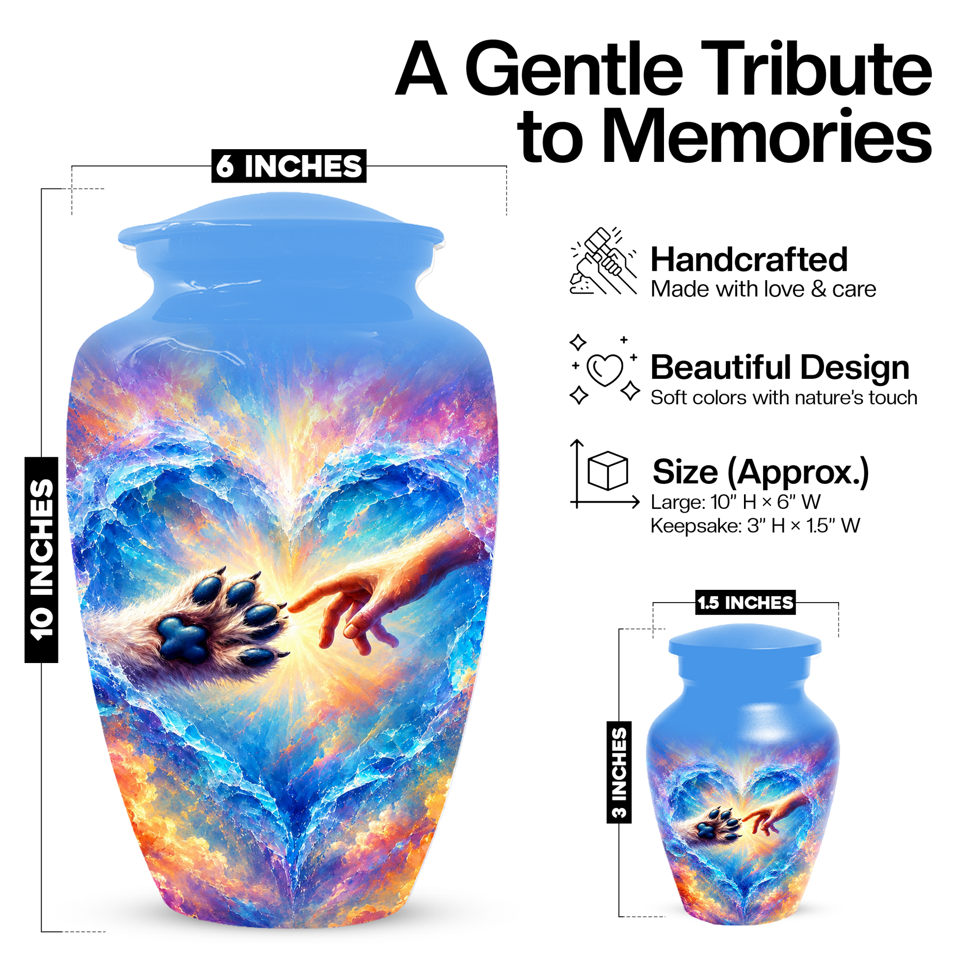 Rainbow Bridge Paw Print Cremation Urn -Dog Memorial Keepsake Urns for Ashes