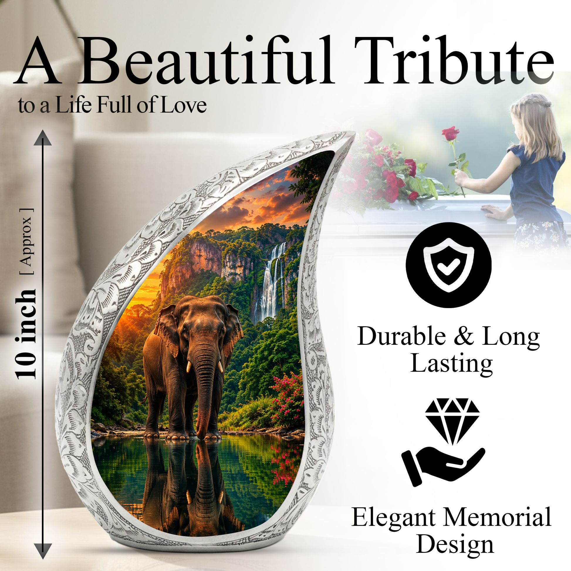 Elephant Urn for Human Ashes | Adult Cremation Urn