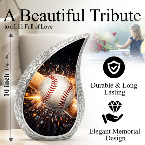 Baseball Memorial Urn for Dad | Personalized Adult Cremation Urn