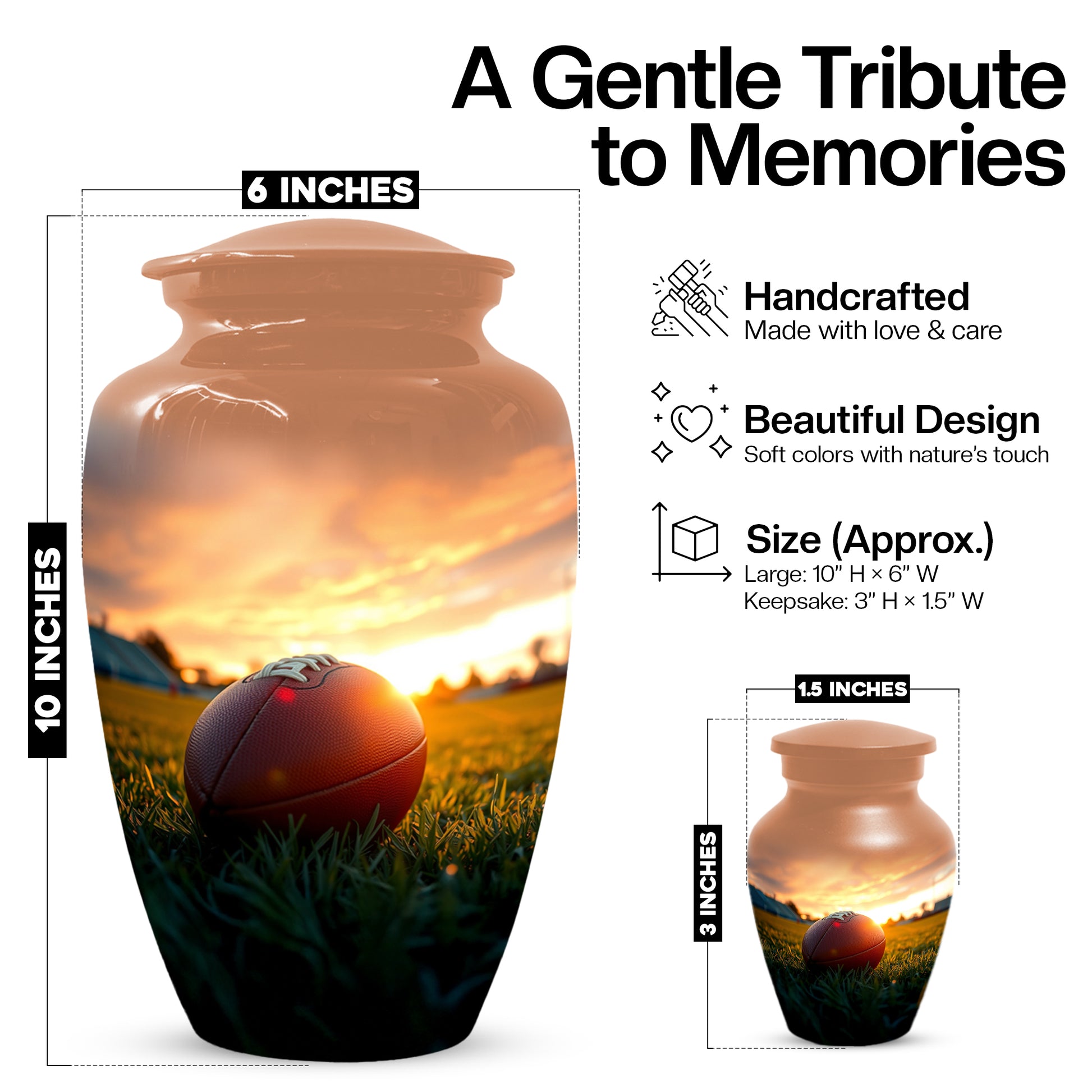 Football Urn for Dad – Custom Football Cremation Urns for Ashes |  Sports Memorial  Keepsake for Father,