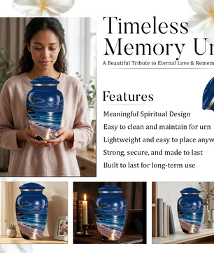 Moonlit Beach Memorial Urn, Ocean Wave Urn ,Adult Cremation Urn for Ashes