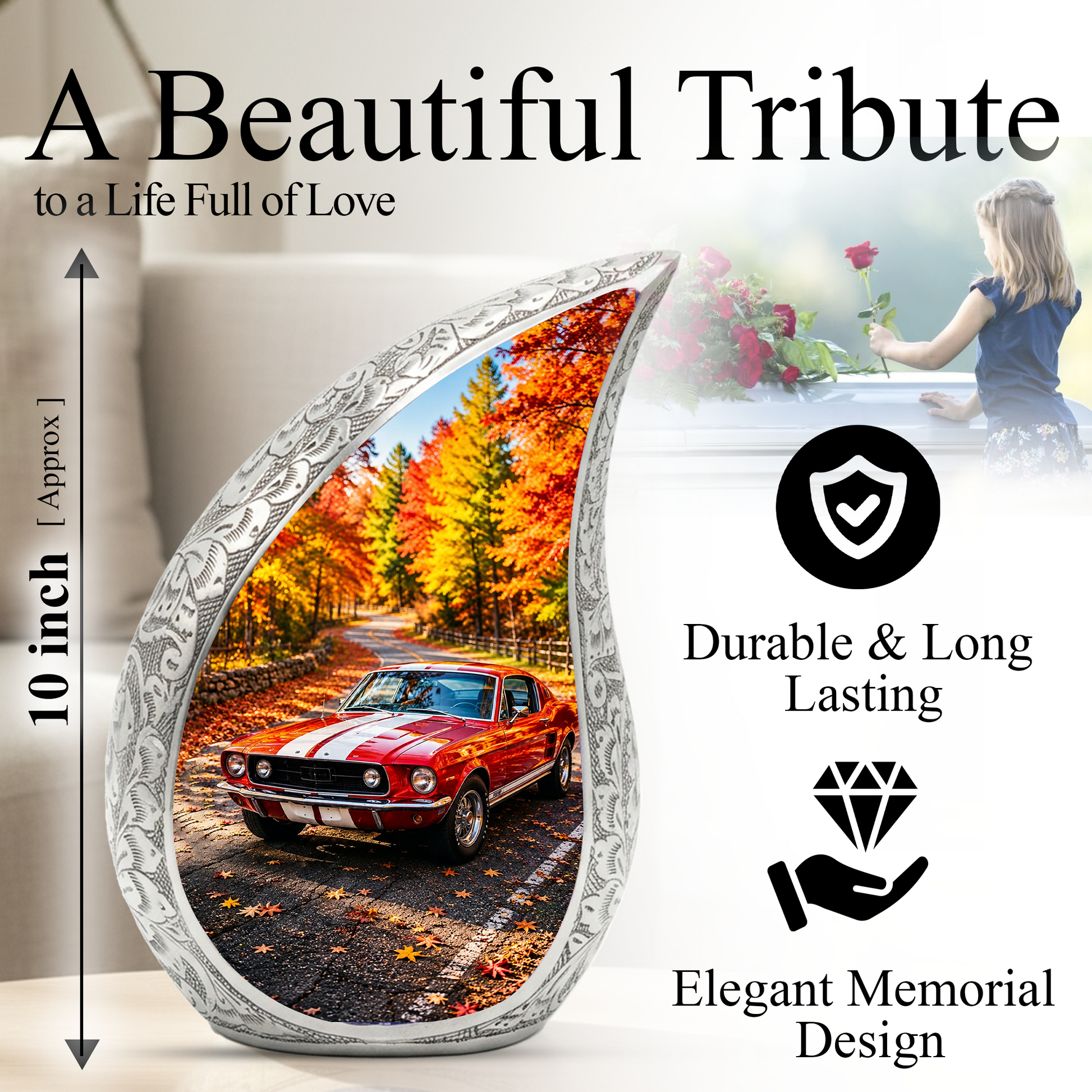 Classic Muscle Car Memorial Urn for Dad, Vintage Car Funeral Urn