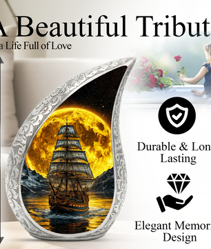Pirate Ship Ocean Adult Urn for Human Ashes – Premium Ocean Wave Cremation Urn