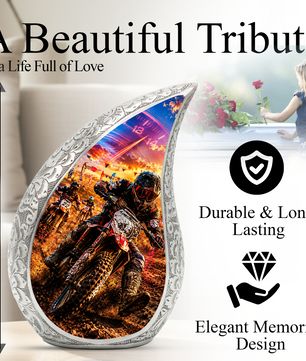 Motorcycle Rider Urn for Adult Ashes | Adult Cremation Urn for Men | Motorcycle Memorial Urn