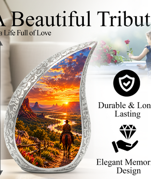 Cowboy Horse Cremation Urn for Ashes, Western Memorial Urn, Cowboy Adult Urn, Horse Lover Urn