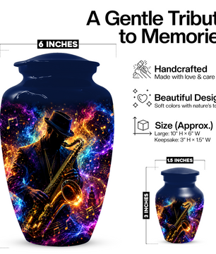 Saxophone Cremation Urn for Ashes - Personalized Jazz Memorial for Dad
