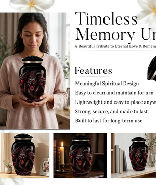 Three-Headed Dragon Cremation Urn – Black & Red Dragon Adult Memorial Urn for Ashes