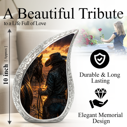 Cowgirl Urn for Human Ashes – Beautiful Western Cremation Urn for Mom, Women, Mother, Sister & Daughte
