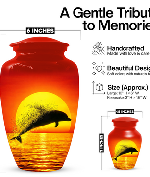 Dolphin Urn for Ashes | Adult Cremation Urn | Custom Memorial Urn for Human Ashes