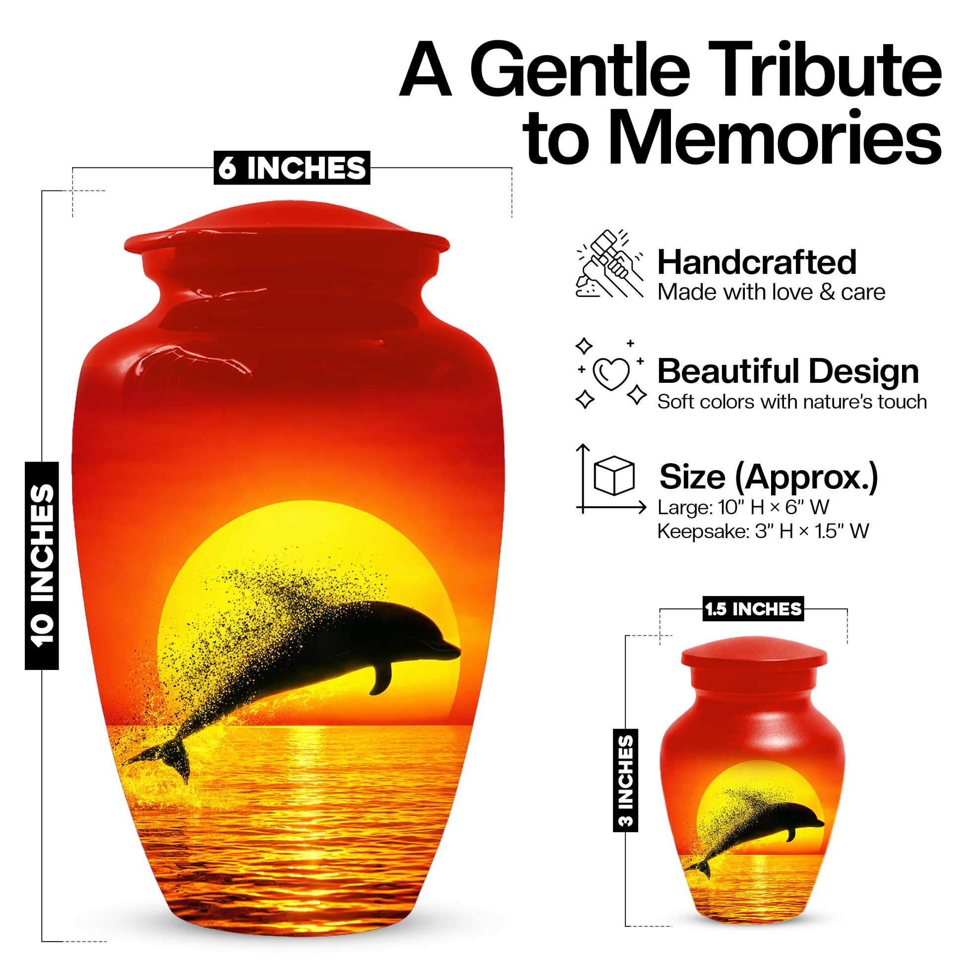 Dolphin Urn for Ashes | Adult Cremation Urn | Custom Memorial Urn for Human Ashes