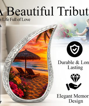 Beach Sunset Adult Cremation Urn for Mom, Dad, Women & Men, Memorial Urn for Ashes