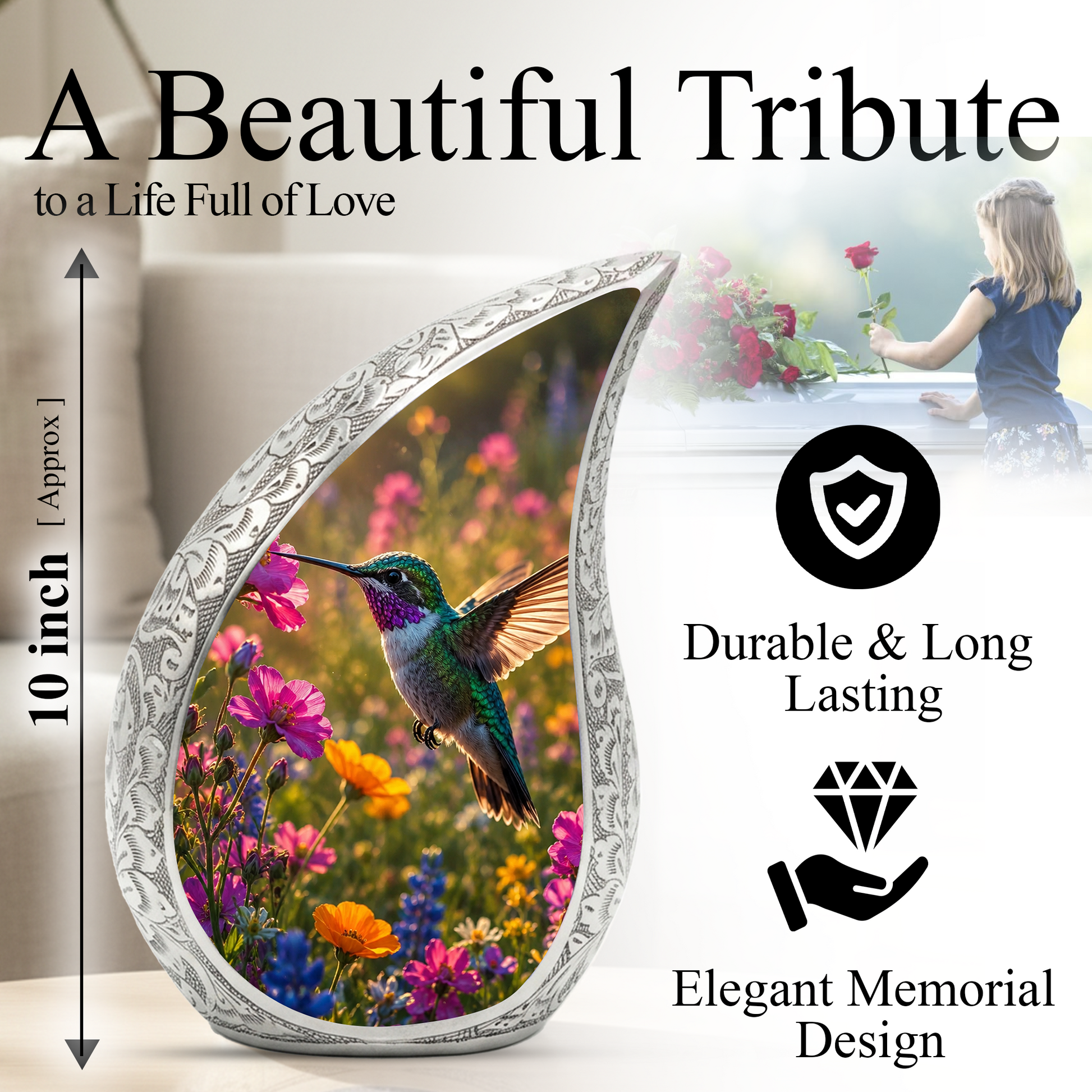 Hummingbird Urn for Human Ashes – Beautiful Adult Cremation Urn