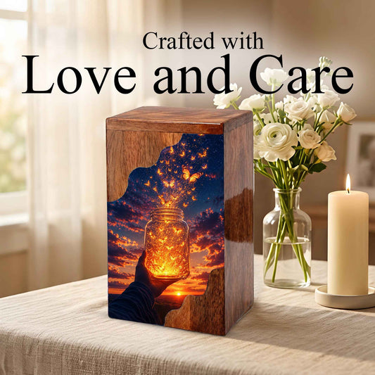 Butterfly Urn for Ashes, Wooden Cremation Urn, Butterfly Urns for Human Ashes