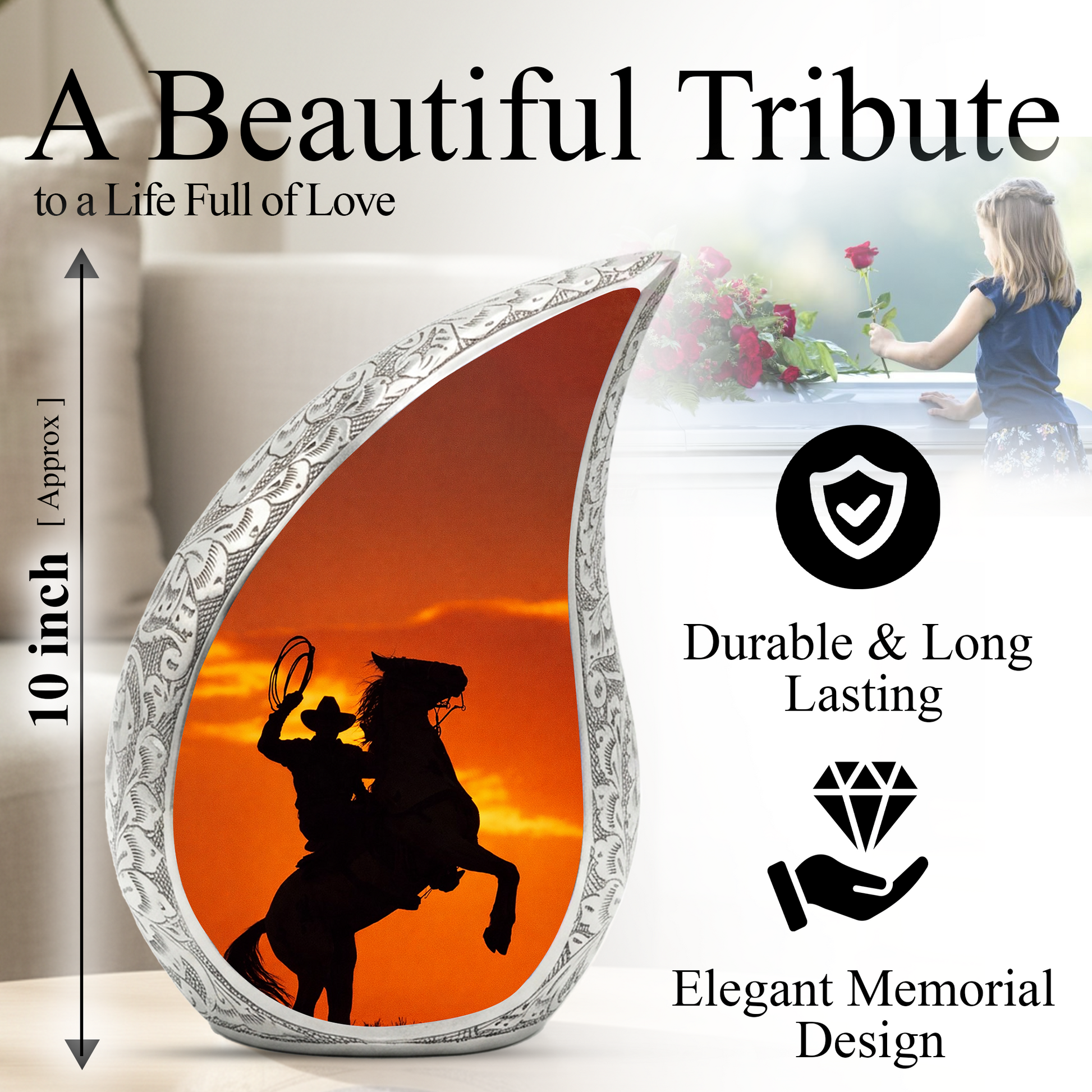 Cowboy Urn for Dad, Personalized Western Memorial