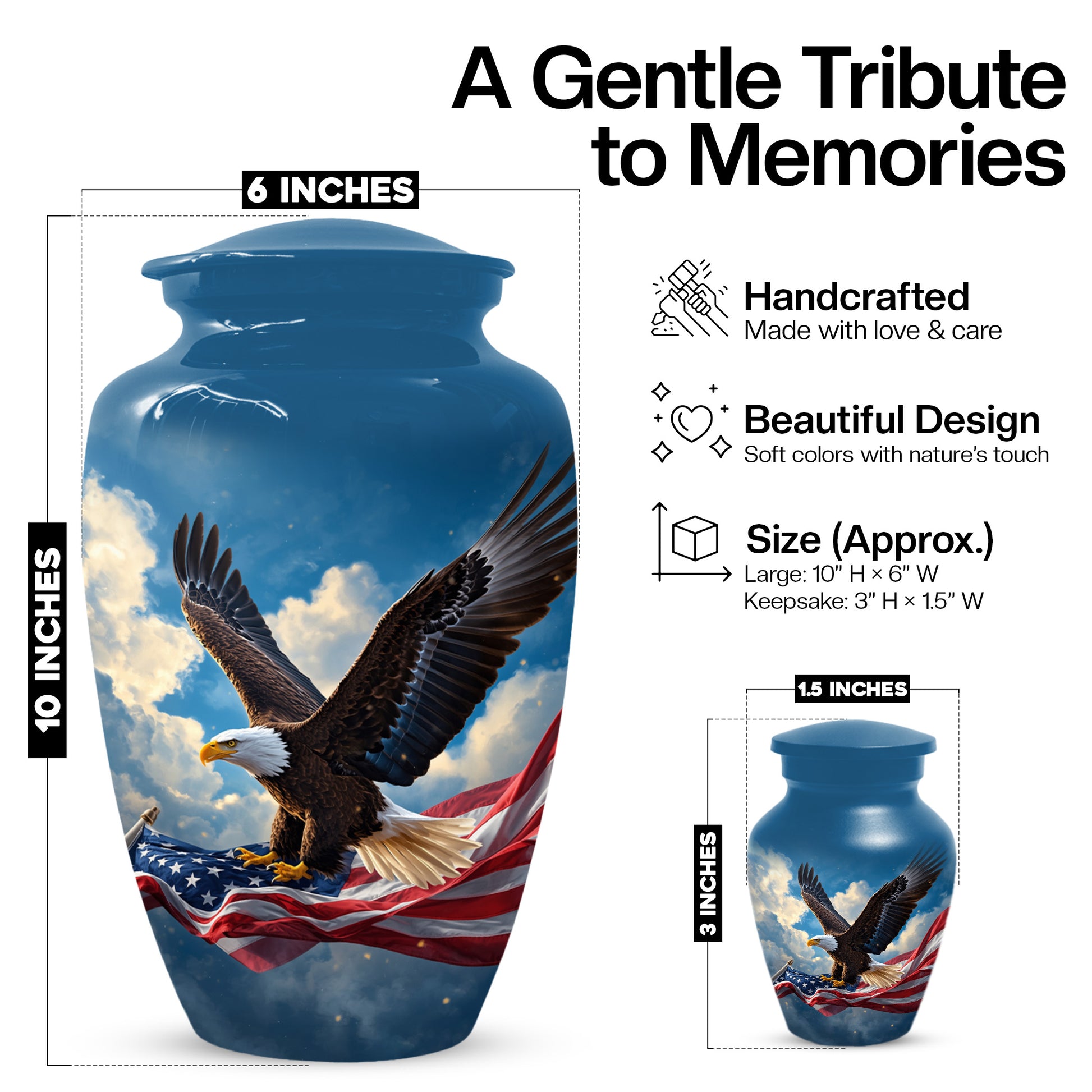 Flying Eagle Urn for Human Ashes | Adult Cremation Urn | Premium Funeral Urn for Adult Ashes