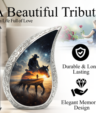 Cowboy Urn for Dad – Premium Western Cremation Urn for Human Ashes