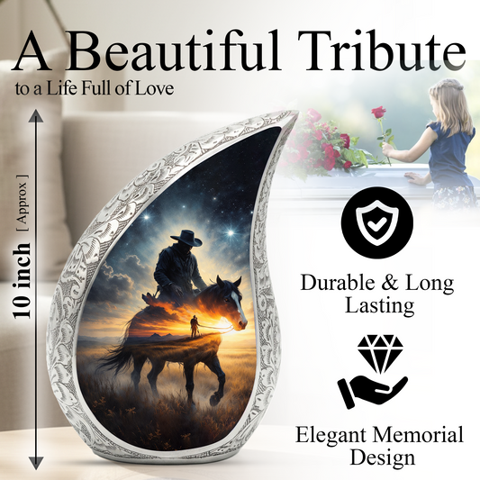 Cowboy Urn for Dad – Premium Western Cremation Urn for Human Ashes