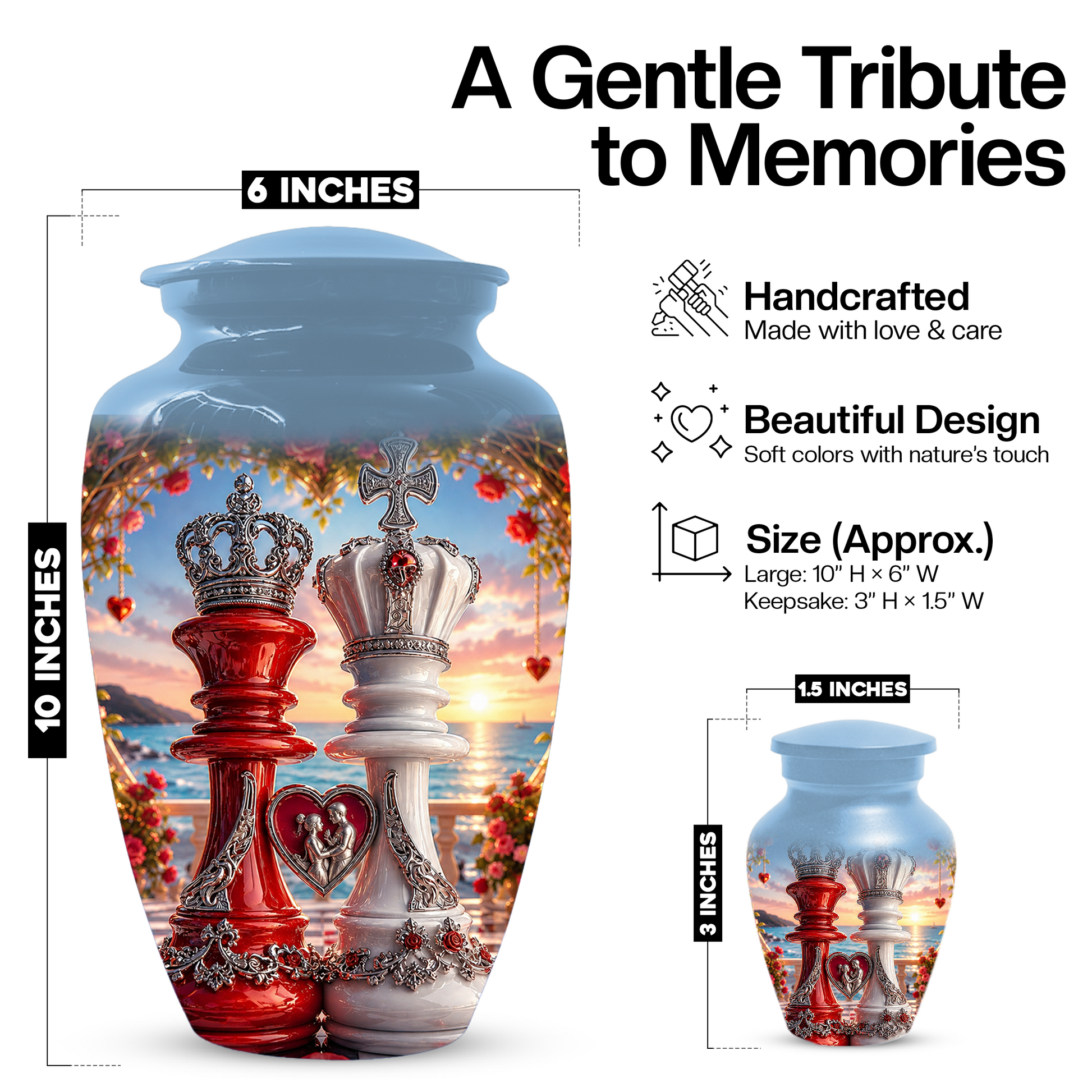 Extra Large Companion Urn for Two Adults - Personalized Couple Memorial for Mom & Dad