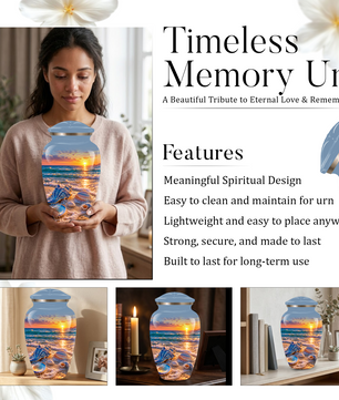 Adult Cremation Urn for Ashes, Personalized Seashell Beach Sunset Urn