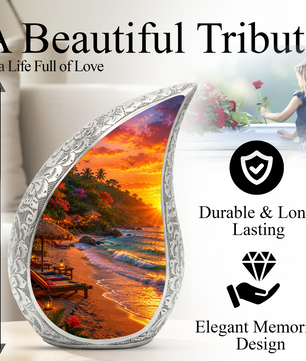 Beach Sunset Adult Urn for Mom, Cremation Keepsake Urn