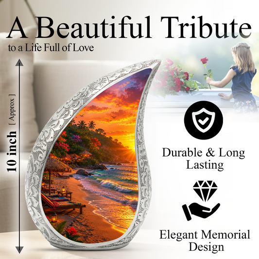 Beach Sunset Adult Urn for Mom, Cremation Keepsake Urn