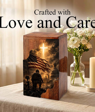 Christian Wooden Cremation Urn | Cross Urn for Ashes | Religious Urn for Dad