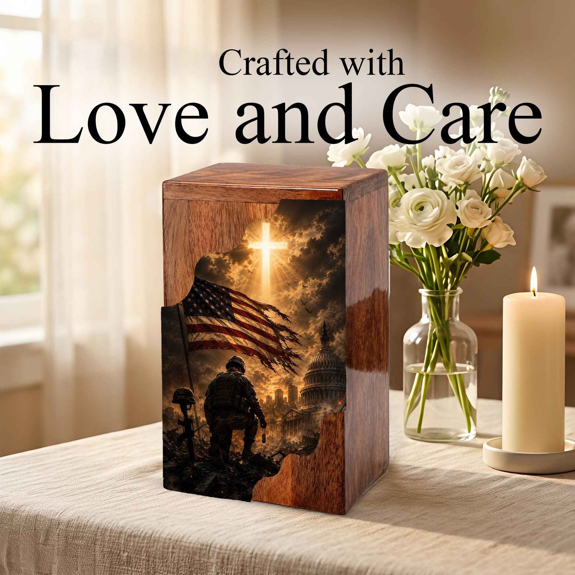 Christian Wooden Cremation Urn | Cross Urn for Ashes | Religious Urn for Dad