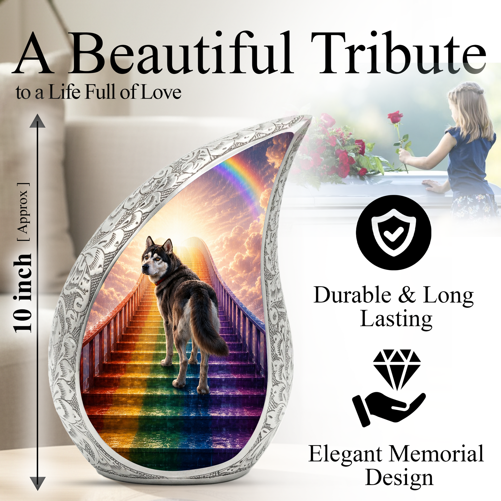 Dog Heaven Urn for Human Ashes | Personalized Dog Memorial & Adult Cremation Urn