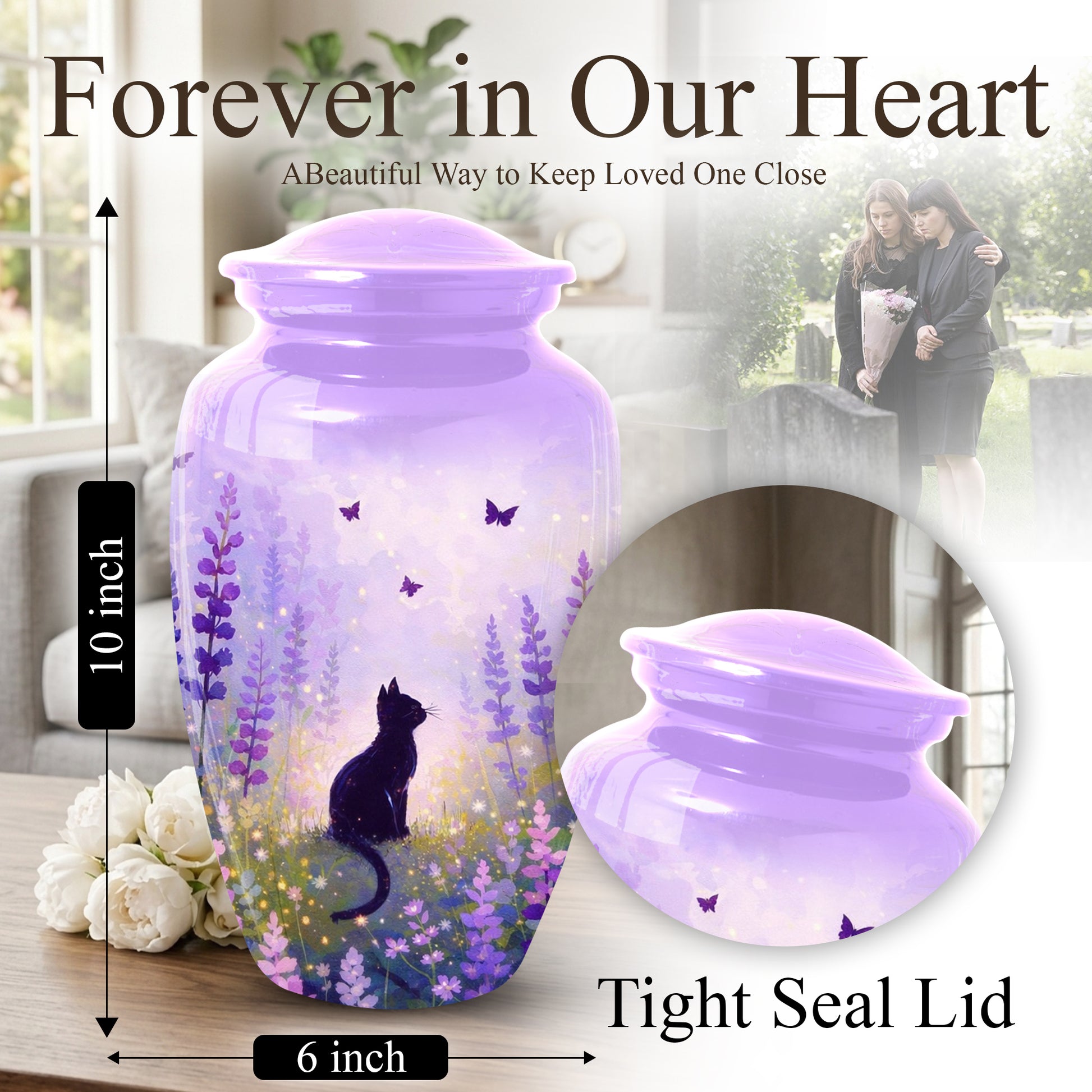 Cat Urn for Mom | Beautiful Cat Cremation  Large Urn for Mother|Funeral Urn for Human Ashes