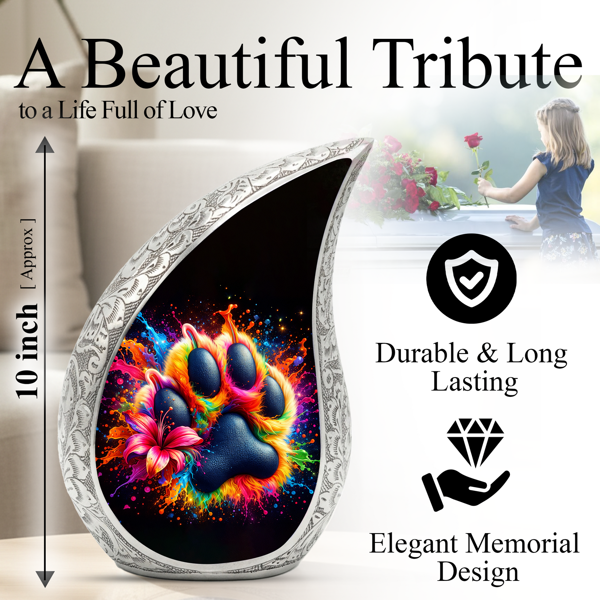 Paw Print Adult Urn for Human Ashes – Premium Paw Cremation Urn